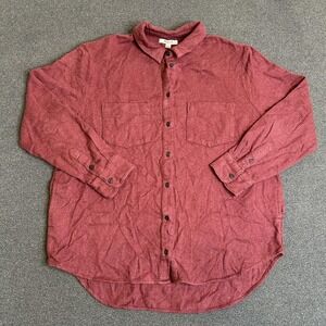 Madewell Shirt Womens Large Red Long Sleeve Button Up Cotton Pockets Relaxed Fit